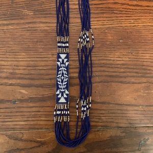 Navy Blue Beaded Necklace
